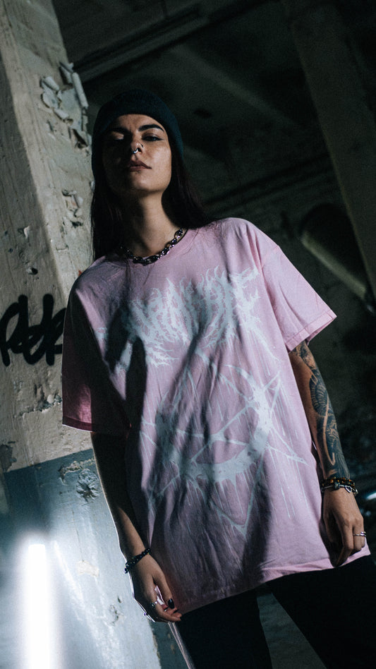 MOON & PENTAGRAM - T-SHIRT - BLACK/PINK